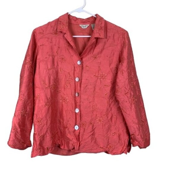 Laura Ashley Jackets & Blazers - VTG Y2K Laura Ashley Floral Embroidered 100% Silk Jacket Sz Petite Medium Cottag